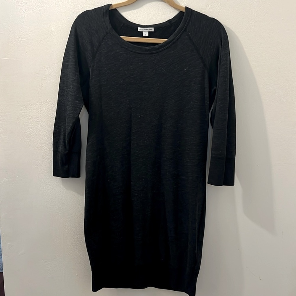 James Perse Black Long Sleeve Reglan Dress
